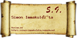 Simon Immakuláta névjegykártya